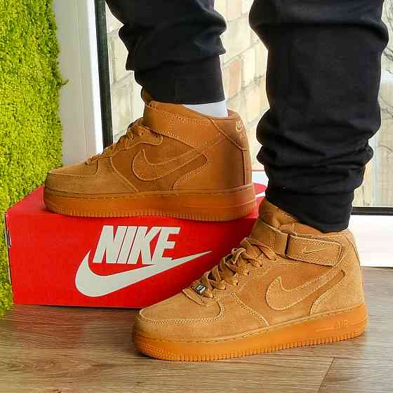 Кросівки Nike Force Високі Руді Жіночі Форси Замшеві Коричневі Найк (розміри: 37,38,39,40,41) Дніпро