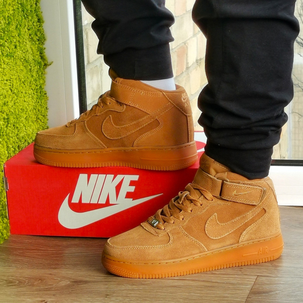 Кросівки Nike Force Високі Руді Жіночі Форси Замшеві Коричневі Найк (розміри: 37,38,39,40,41) Дніпро - фото 1