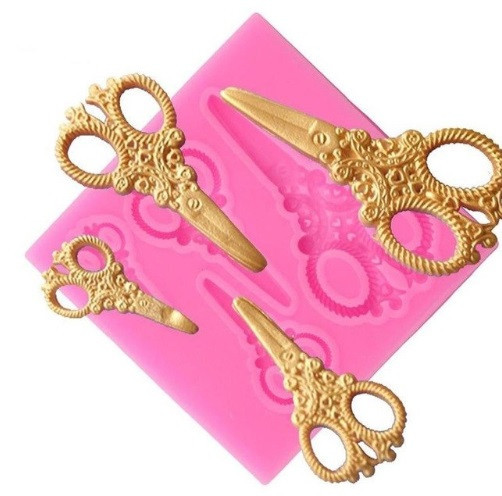 Силіконовий молд Ножиці 76 на 76 мм рожевий Київ - фото 3