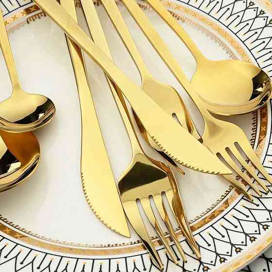 Золотой набор столовых приборов на 6 персон, 24 предмета Киев