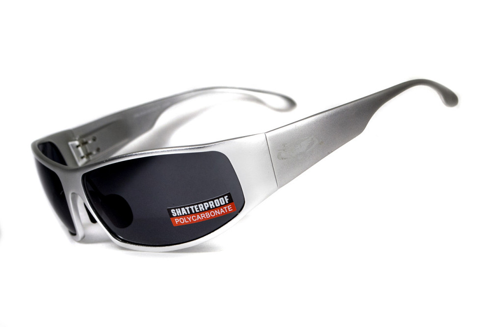Окуляри захисні Global Vision BAD-ASS-1 Silver (gray) чорні в металевій оправі Запоріжжя - фото 7
