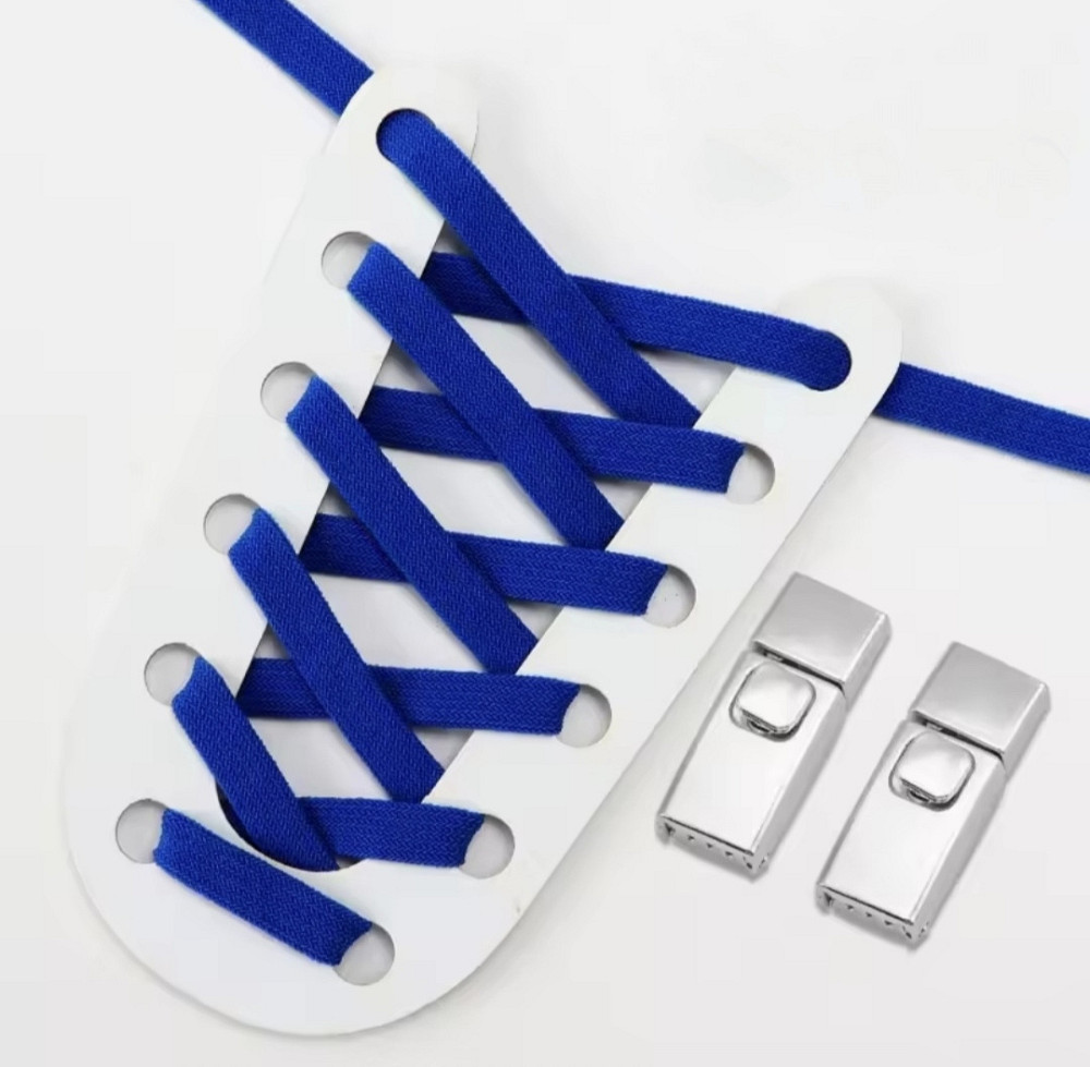 Еластичні шнурки без зав'язок з металевими застібками Синій Смела - изображение 2
