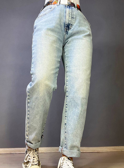 Джинсы женские Dicesil 9160 Mom jeans comfort высокая талия стрейчевые цветной ремень светло голубые, светло-голубой, З6, 36, 100 см, 128 см Киев - изображение 5