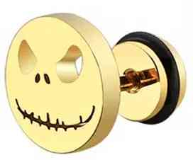 Серьги-пусеты Джек Скеллингтон «Кошмар перед Рождеством» – золотистый цвет, титановая сталь, готические унисек Киев