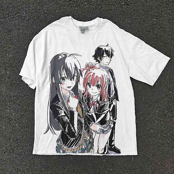 Футболка чоловіча з принтом аніме Аніме Орегаіру Мй Теен оверсайз (S/M/L) Черний Дніпро