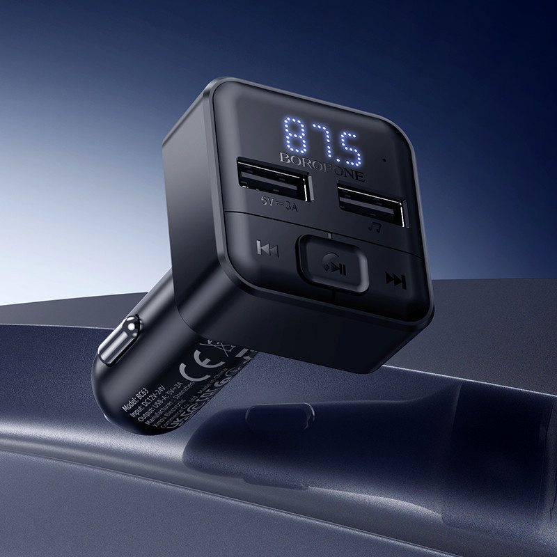 АЗП з FM-модулятором BOROFONE BC63 Selecto car BT FM transmitter Black Одеса - фото 9