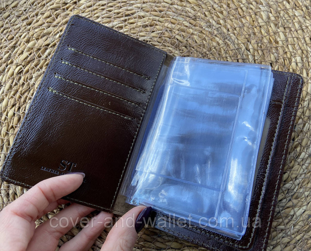 Кожаная обложка для авто документов коричневого цвета ST Leather Киев - изображение 8