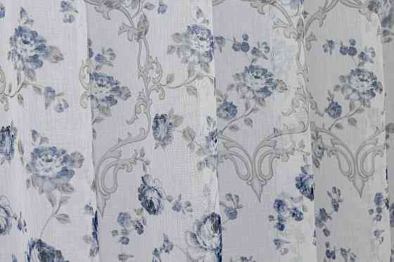 Тюль VR-Textil 416т Flora Батист Білий з сіро-блакитним 400х270 см (40-134) Київ