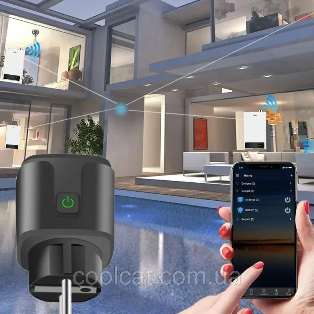 Розумна розетка WiFi з лічильником електроенергії 20А, Tuya Smart 4400Вт / Розетка для моніторингу енергії Київ - фото 5