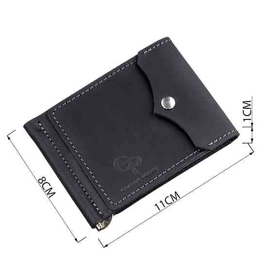 Компактний Затискач для грошей GRANDE PELLE 11196 Чорний Київ