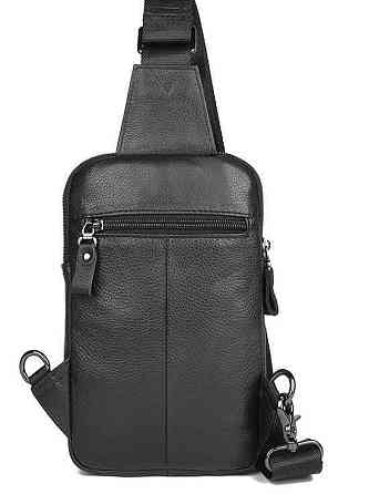 Сумка чоловіча шкіряна в зернистої шкірі через плече Vintage 14950 Чорна Київ