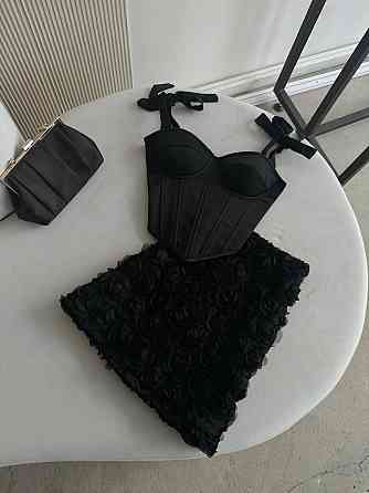 Женский романтичный корсетный комплект с 3D-цветами Черный, M Одесса