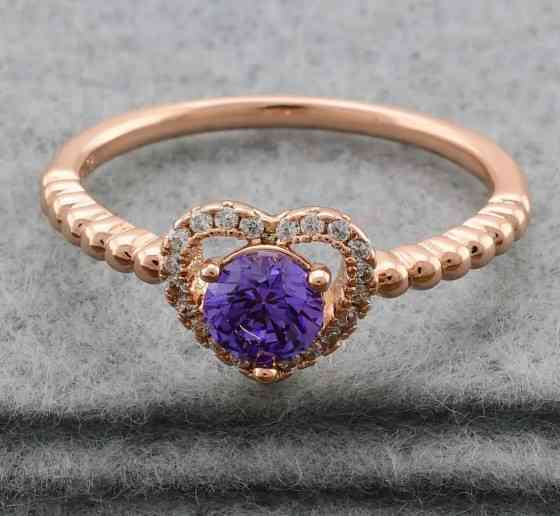 Кольцо Xuping 14109, 18 размер (ширина 9мм), сиреневые фианиты, позолота РО Киев