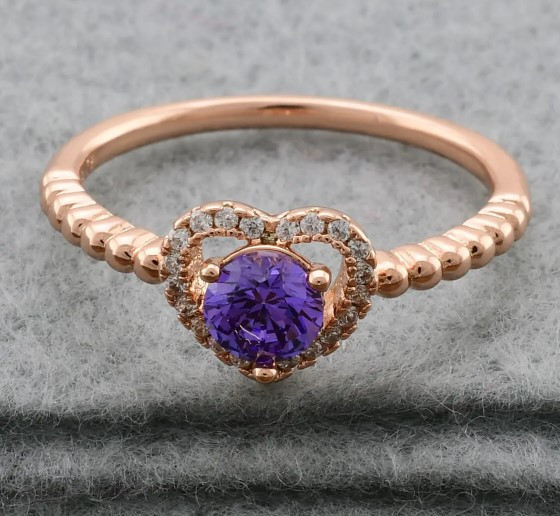 Кольцо Xuping 14109, 18 размер (ширина 9мм), сиреневые фианиты, позолота РО Киев - изображение 2