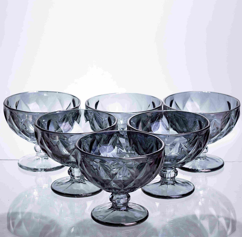 Набір креманок Fractal 6 штук по 300 мл HP-19-271 прозора креманка для десертів йогуртів морозива Коломия - фото 1