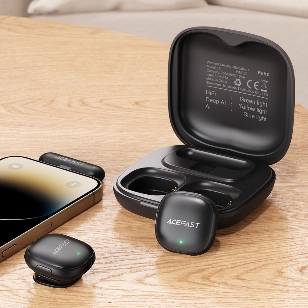 Бездротова мікрофонна система ACEFAST R1 dual-mic (Type-C) Black Київ - фото 8