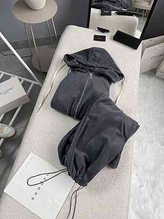 Женский теплый повседневный костюм двойка: кофта и брюки из двухстороннего флиса Графит, 42/46 Одесса