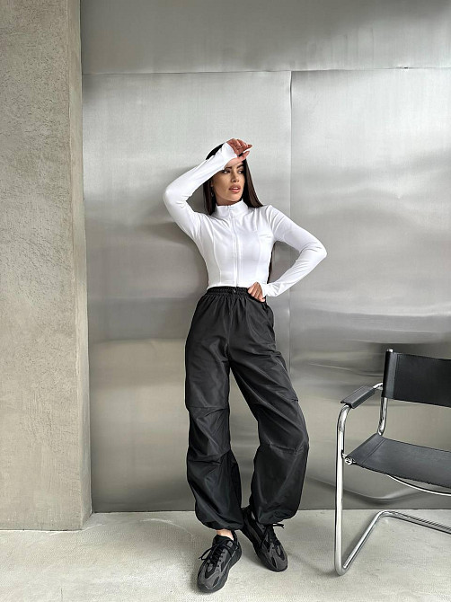 Женский прогулочный костюм двойка: кофта и штаны микродайвинг + плащевка Белый 2, 46/48 Одесса - изображение 1