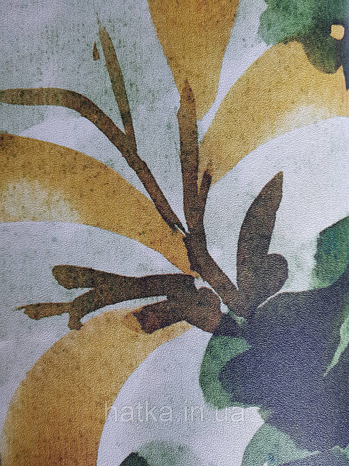 Шпалери вінілові Grandeco One roll one motif 1.59x2.8 панно гілки листя квітів акварель зелені жовті Київ - фото 3