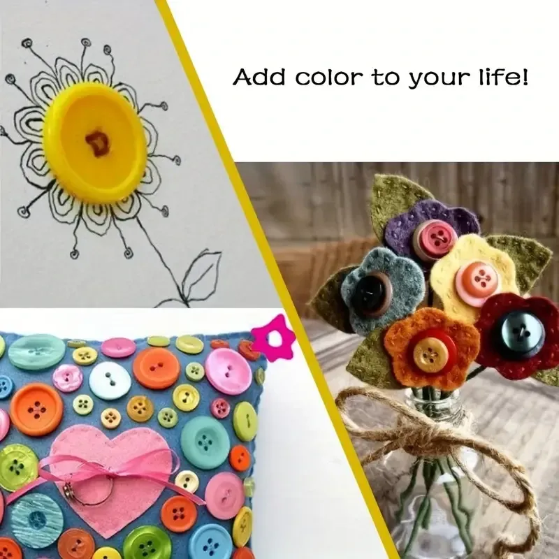 Набір кольорових ґудзиків 100 шт – пластикові ґудзики різних розмірів для шиття, декору та рукоділля Київ - фото 3