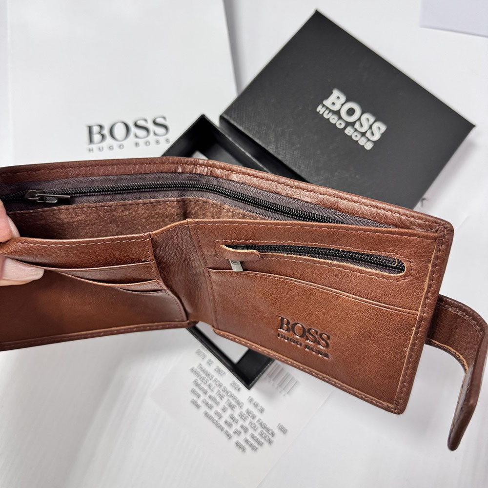 Мужское кожаное портмоне на магните Boss (82081) коричневый Киев - изображение 4