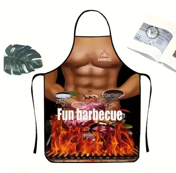 Фартук с приколом Barbecue торс гриль мясо огонь кухонный мужской для барбекю Киев - изображение 7