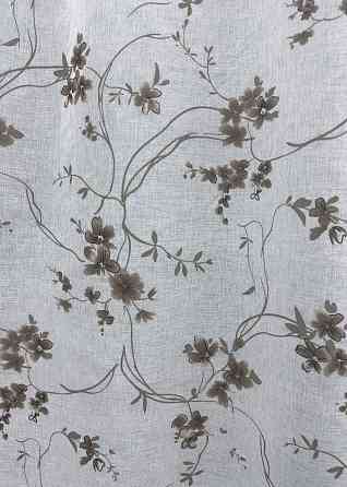 Тюль батист, колекція «Flora» колір білий з коричневим принтом 1532т Київ