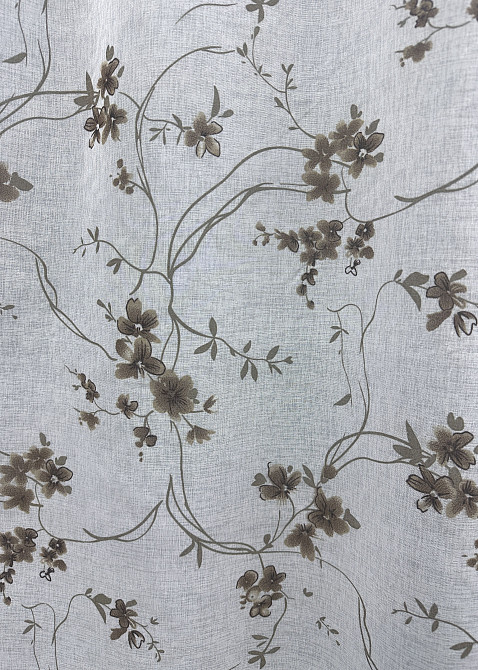 Тюль батист, колекція «Flora» колір білий з коричневим принтом 1532т Київ - фото 4