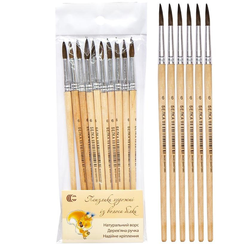 Пензлик художній "Білка №6" 89597, 1 Шт Вінниця - фото 1