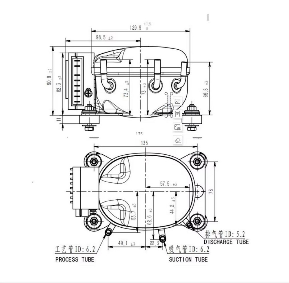 Компресор для автохолодильника 12/24 Вольт Anuodan ZH45G (R-134a, DC12V, DC24V) Київ - фото 13