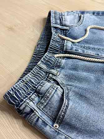 Джинси жіночі Liana 1-056 MOM jeans на резинці зі шнурком стрейчеві великі розміри блакитні, блакитний, З8, 38, 106 см, 123 см Київ