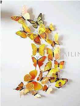 Жовті метелики на магніті - у наборі 12шт. різних розмірів, пластик, в набір також входить 2-х сторонній скотч Київ