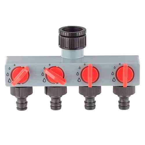 Распределитель для полива на 4 линии переходник Aqualin 27208 под садовый шланг Киев
