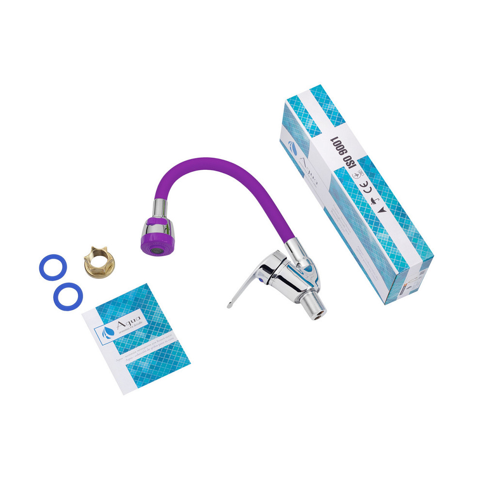 Смеситель для кухни Agua Sevilla гибкий - C039MOR хром/фиолетовый Киев - изображение 6