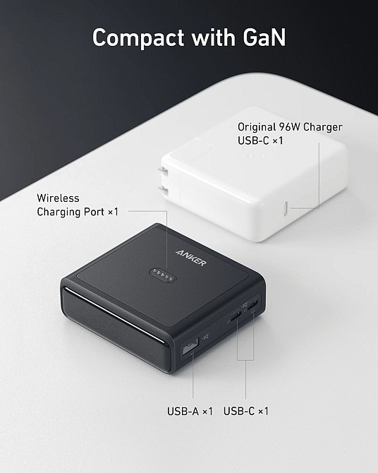 Мережевий зарядний пристрій Anker Prime 100 W, 2xUSB-C, 1xUSB-A, Pogo pin Black (A1902311) ( 15009 ) Харьков - изображение 6