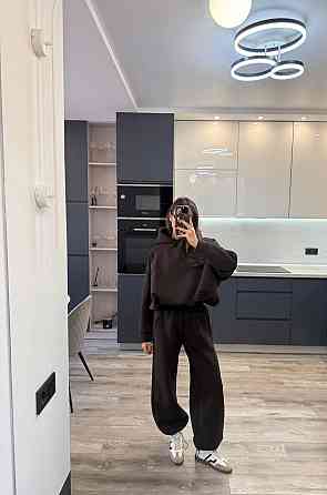 Базовий жіночий костюм з об’ємним худі Чорний 48/52 Харків