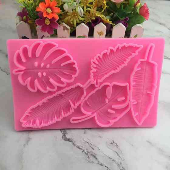 Молд силиконовый Листья 195 на 122 мм розовый Киев