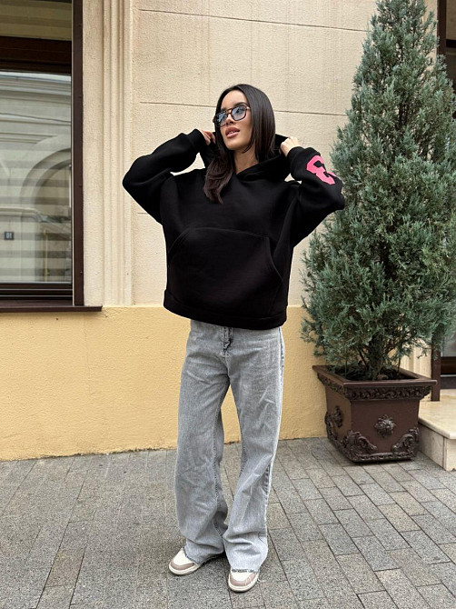 Женская стильная комфортная теплая худая турецкая трехнить на флисе. Черный, 46/48 Одесса - изображение 4