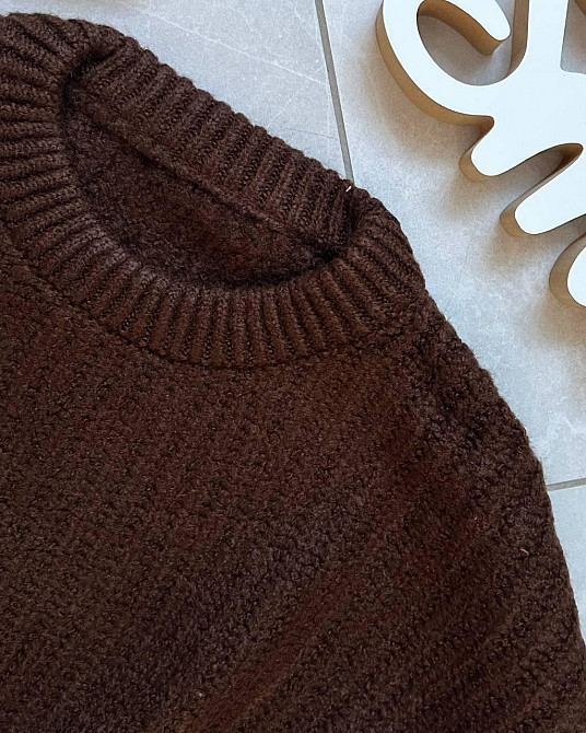 Женский повседневный свитер универсального кроя машинная вязка Шоколад Одесса - изображение 4