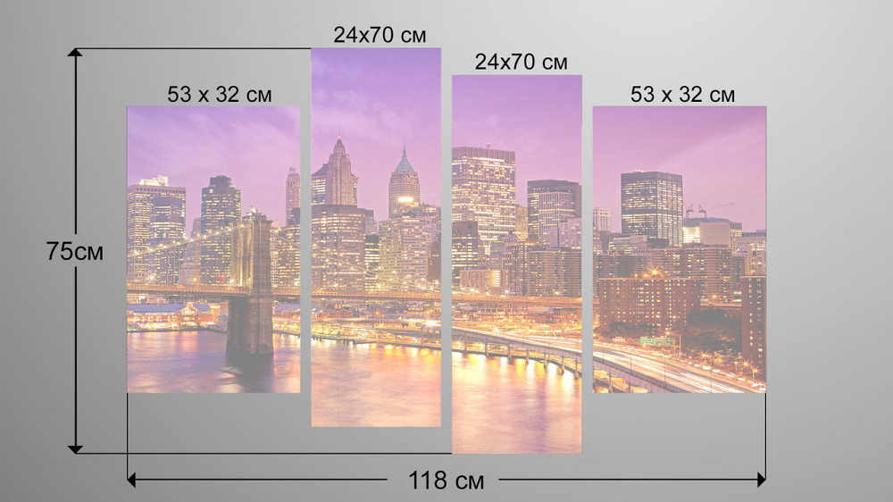 Модульна картина Нічне Місто Art-74_4 Київ - фото 3