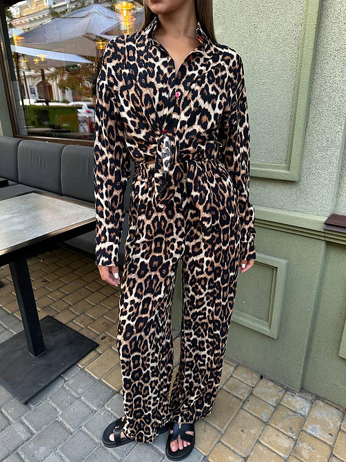 Женский стильный повседневный костюм леопардовый штапель принт Одесса - изображение 3