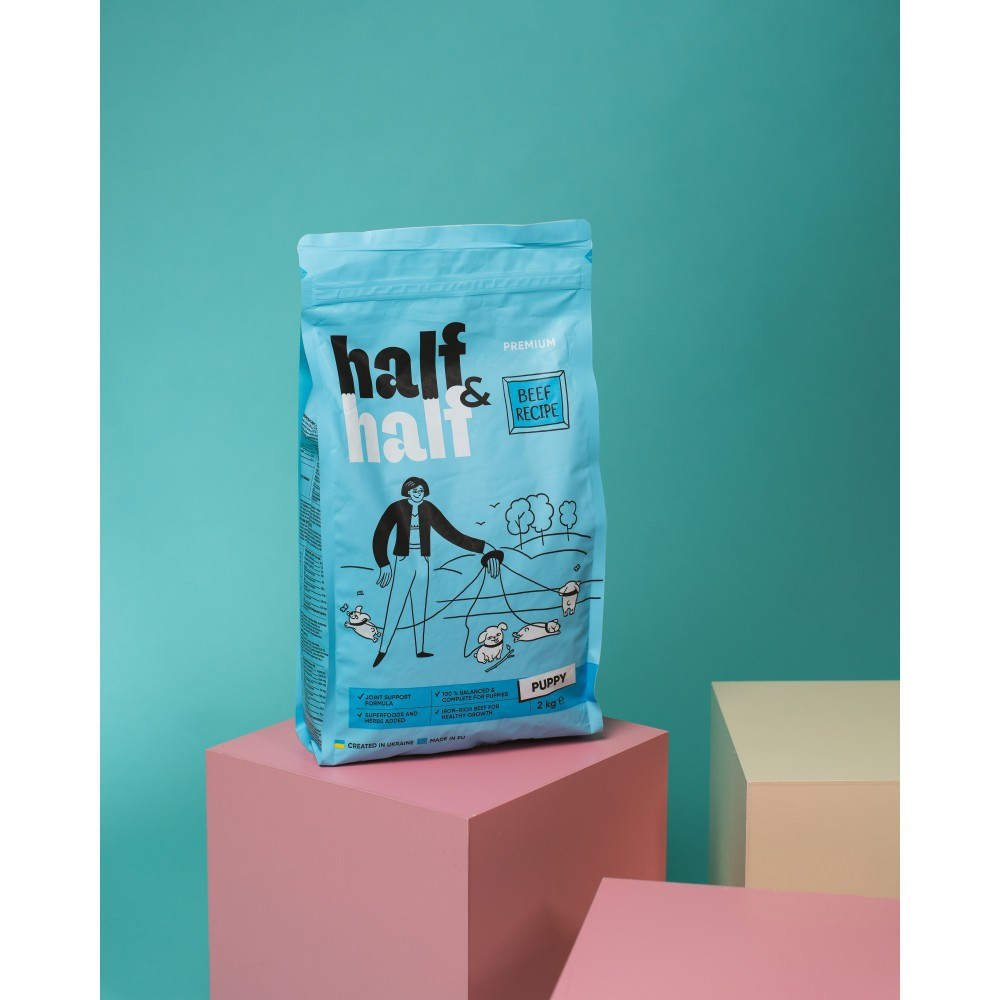 Сухой корм Half&Half для щенков всех пород, с говядиной, 2 кг Винница - изображение 5