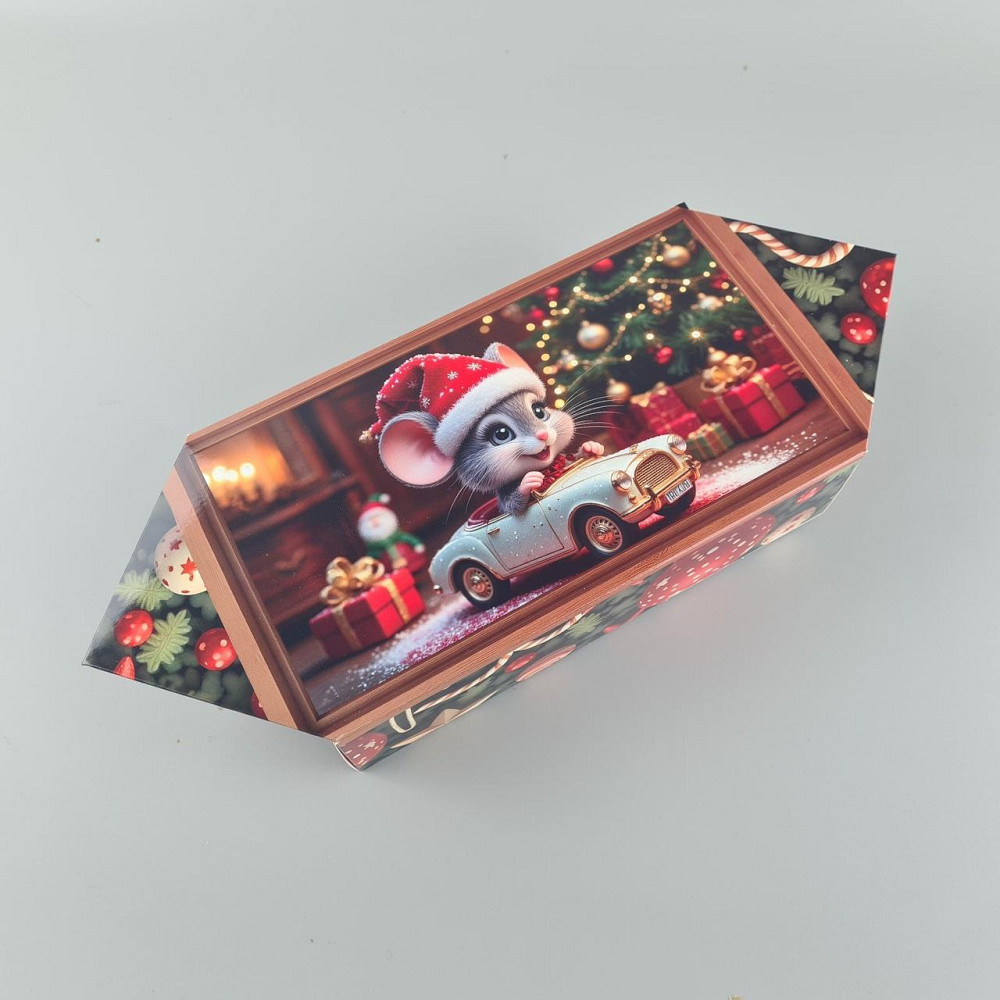 Новорічна подарункова картонна упаковка для цукерок (500 гм) No238 "Мишеня й кошеня" (1 шт.) Харків - фото 2