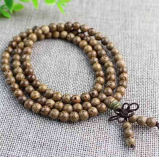 Буддійський браслет з натурального сандалового дерева, 108 намистин Київ