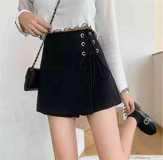 Жіноча мініспідниця-шорти з асиметричним кроєм і бічною шнурівкою костюмка 44/46 Одеса