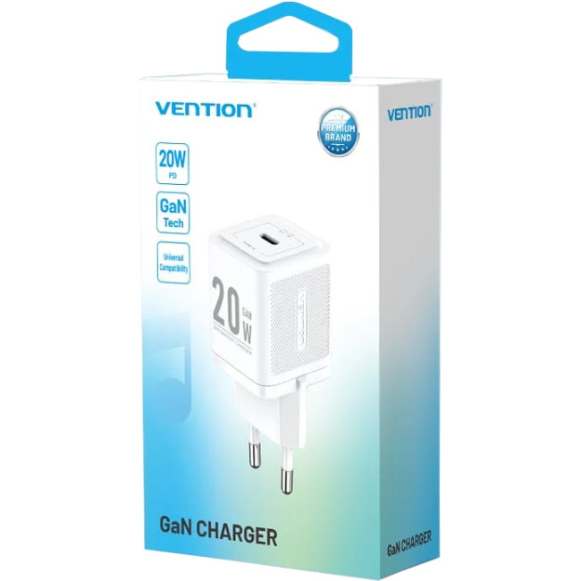 Зарядний пристрій 1xUSB-C 20W PD білий Vention Винница - изображение 3