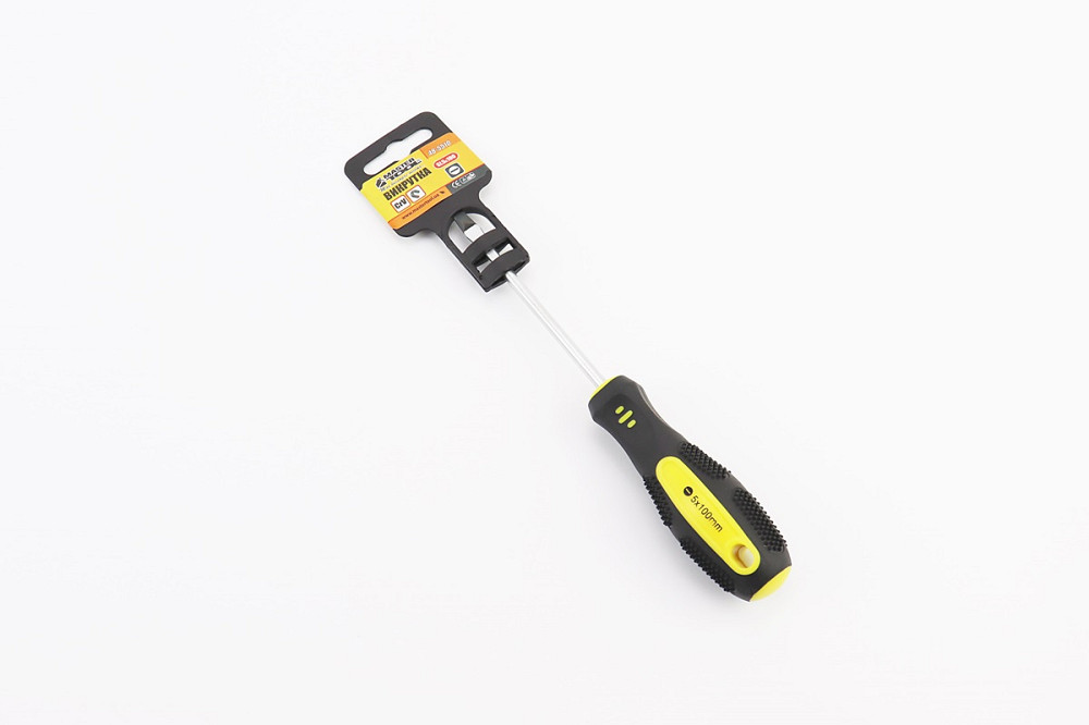 Викрутка магнітна шліцева SL5x100мм ручка з TPR покриттям 48-5510 Киев - изображение 1