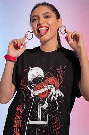 Футболка для хлопчика з аніме принтом Тоуген Анкі Ікхіносе Схікі оверсайз (зріст від 165 до 180) Чорний AnimeJ0829m Дніпро