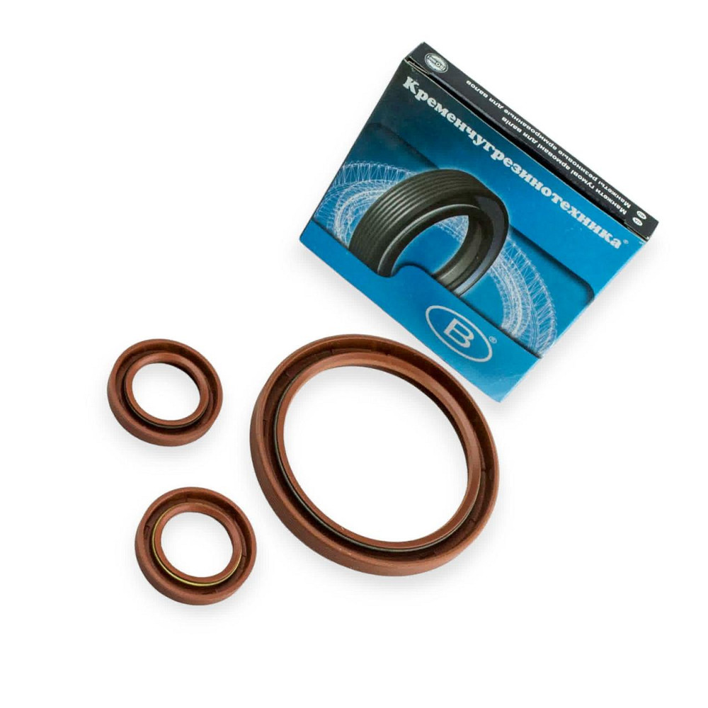 Сальник коленвала 2108-2115, 1117-1119, 2170-2172 (к-кт 3 шт) силікон FPM червоний КРТ Мукачево - фото 1