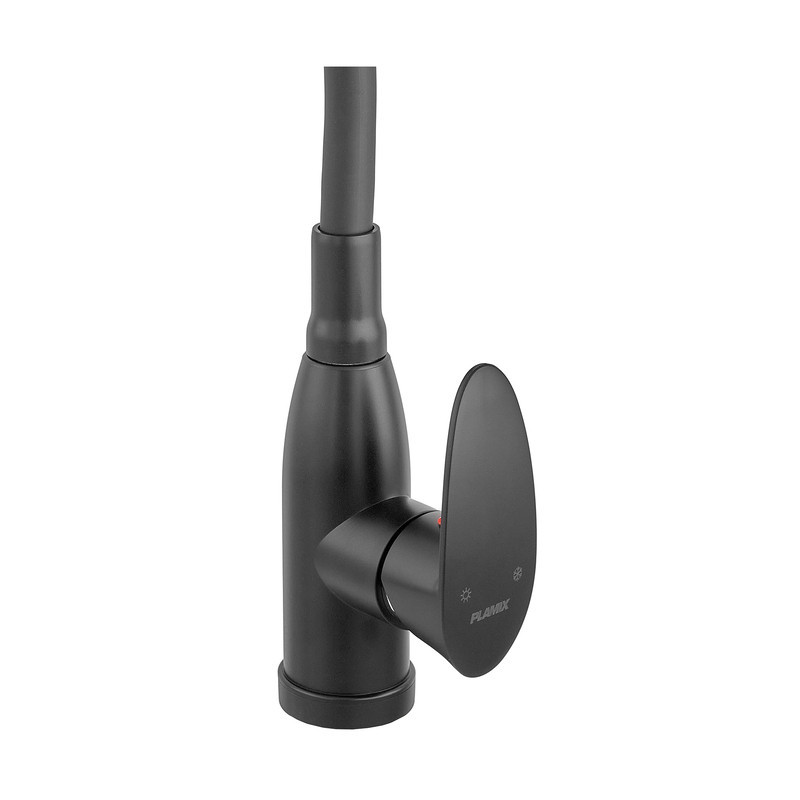 Смеситель для кухни PLAMIX CEZAR-011-B SET MATTE BLACK REFL.BLACK с силиконовым изливом, с подводом (PM0719) Киев - изображение 5